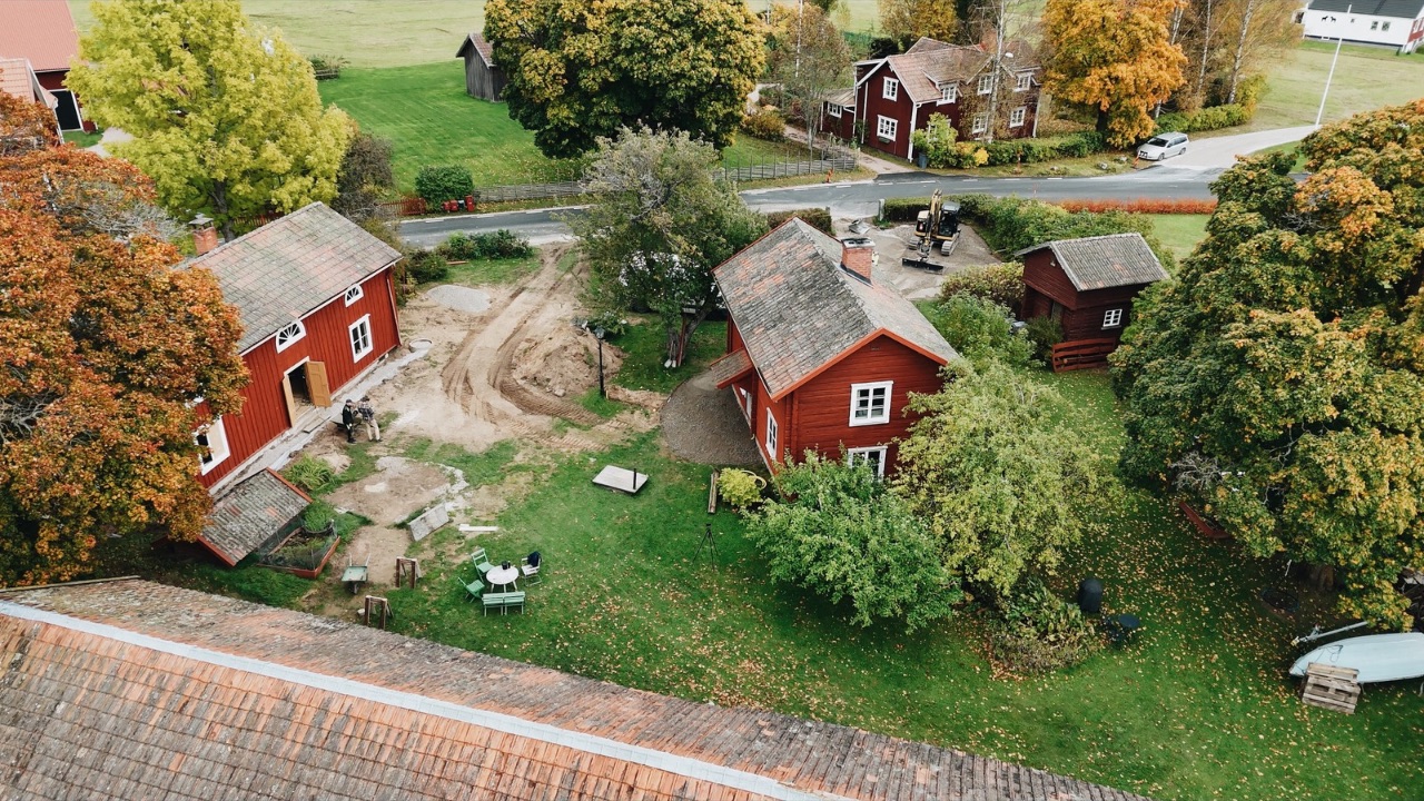 Drönarbild över Jönisgårdens gårdsplan